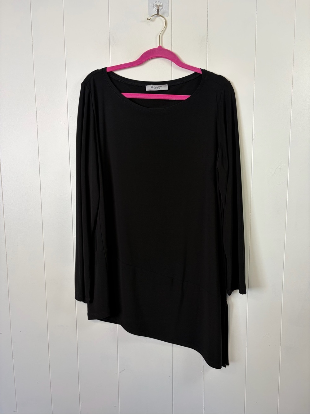 Brian Bailey Black Long Sleeve Tunic Top Stretchy Slinky Top Blouse XXL office